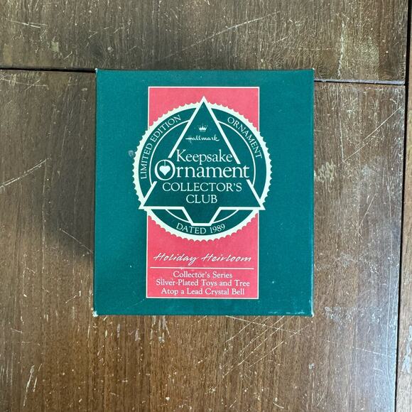 Hallmark "Holiday Heirloom" Silver Plate and Crystal Bell Club Ornament 1989 - Picture 2 of 8